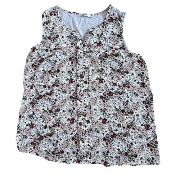 Rickis Tank Top Womens Floral Sleeveless Shirt Med Multicolor Solid Back - Picture 1 of 7